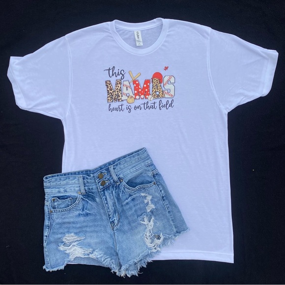 Tultex “This MAMA’S Heart Is On That Field” // Size: Large // Color: Red, White - Picture 1 of 1